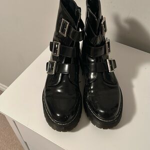 CHUNKY BUCKLE ANKLE BOOTS